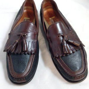 Leather Loafers Black w/Brown Trim/Kilt/Tassel